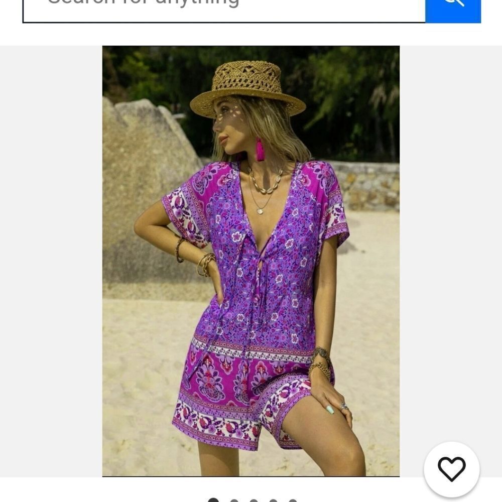 Vibrant Purple Floral Women's Romper - Picture 5 of 7